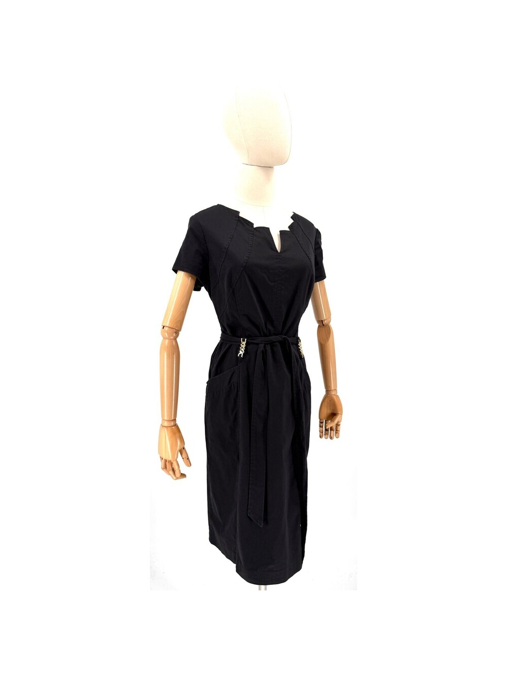 Vintage Y2K Ellen Tracy Black Cotton Midi Dress